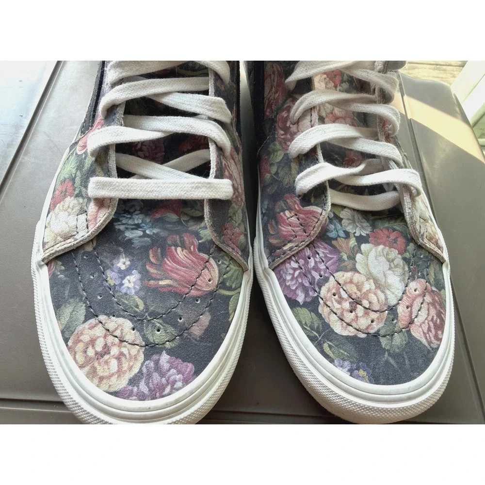 Vans Sk8-Hi Off the wall Floral Suede Canvas Sneaker Grey multicolor W-11 M-9.5